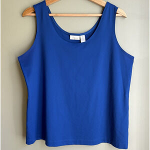 CHICOS Microfiber Tank Top Size 3 (XL 16) Blue Scoop Neck/Back Stretchy Layering